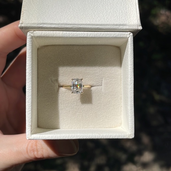 14k Solid Gold Moissanite Radiant Tulip Lotus Engagement Ring size 4.5 PREOWNED - Picture 15 of 17